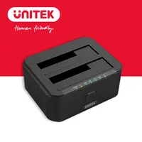 在飛比找PChome24h購物優惠-UNITEK 鋁合金USB3.0智慧雙槽硬碟外接盒2.5/3