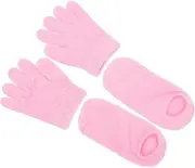 Healvian 2pairs Moisturizing Gloves and Socks Women and Men Gel-infused Foot and Hand for Cracked Reusable and Washable Lightweight and Portable Color
