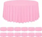 12 Pack Pink Tablecloth Plastic round Pink Table Cloth 84 Inch Disposable Plasti