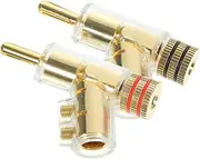 KONTONTY Plated Speaker Wire Connector Banana Plugs Right Angle 2pcs Solderless Locking for Amplifier Sound Systems