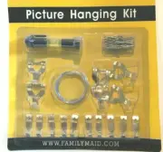 2 X KITS - PICTURE / FRAME HANGING KIT, LEVELER, HOOKS, WIRE, NAILS,