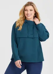 [Virtuelle] Taking Shape Modal Half Zip Hoodie Size 10 in Rainforest - Plus Size Women's Clothing Rainforest