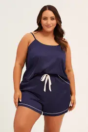 Blue Pyjamas Cami Satin Pj Set