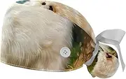 [YTYVAGT] 2-Pc,Gourd-Shaped Working Cap,Fisherman Hat with Buttons and Cotton Sweatband,Samoyed Dog