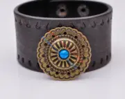 10pcs Antique Brass Floral Engraved Turquoise Leathercraft Saddles Belt Conchos