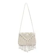 Straw Bag Women Messenger Shoulder Bag Popular Summer Cotton Rope Hollow Tassel Tote Women Knitting Crossbody Bags Handbag