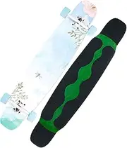 Sports Longboard Skateboard, Chrome Steel High-Speed Bearing 46" 8 Layer A-Level Maple Language of Spring Pattern Dance Board Suitable for Beginners Adults Men Women
