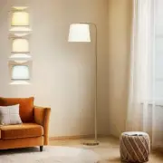 Floor Lamp for Living Room with 3 Color Temperatures, Gold base-Beige shade