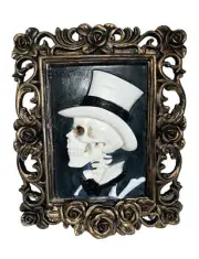 Gothic Halloween Victorian Framed 3D Gentleman Skeleton in Profile