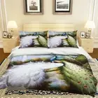 3D White Peacock NAO2405 Bed Pillowcases Quilt Duvet Cover Set Queen King Fay