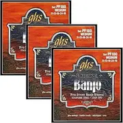 GHS Strings PF180 5-String Banjo Strings, Stainless Steel, Medium (.011-.024), 3 Sets of PF180
