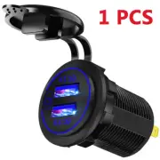 12V-24V Car Cigarette Lighter Socket Dual QC3.0 Charge USB Blue Light Waterproof (for: Fiat)