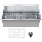 VEVOR Kitchen Sink, 304 Stainless Steel Drop-In Sinks, Top Mount Single Bowl Basin with Accessories(Pack of 3), Household Dishwasher Sinks for Worksta
