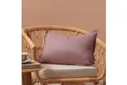 Natural Home ARDENNE Washed French Linen Rectangular Cushion with Oxford Edge Rose Pink 40x60cm