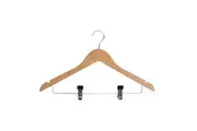 Dolphy Standard Hook Hanger with Clips (Pack of 50) - Natural Wood
