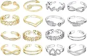 [GreatMH] 24PCS Open Toe Rings for Women Stainless Steel Toe Rings Women Gifts, Stainless Steel, No Gemstone