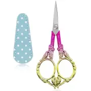 Small Craft Scissors with Leather Cover Thread Straight Pointed Stainless Ste...