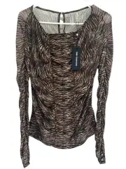 One Teaspoon Womens Night Fever Mesh Animal Print Long Sleeve Top Size XL $108