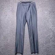 Kenneth Cole Pants Mens Gray 31 Unhemmed Shinny Flat Front Dress Suit Striped