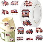 Fire Truck Stickers, Fire Truck Stickers - 500X Waterproof Self Adhesive Fire Truck Roll, Vehicle Stickers | Baby Birthday Party Decorations