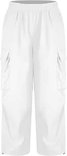 [Linjinx] Kids Girls Boys High Waist Hip Hop Sports Cargo Pants Loose Wide Leg Trousers Activewear Dancewear