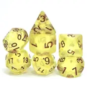 New 7 Piece Polyhedral Aurora Lemon Yellow Dice Set With Bag Borealis Effect
