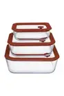 Glass Food Storage Containers with Glass Lids 3 Pack - Square Meal Prep Food ...
