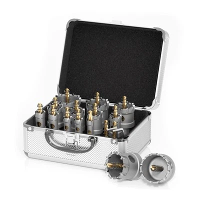 16PCS Carbide Hole Saw Kit, Heavy Duty Metal Hole Cutter Set, Alloy Steel Hol...