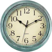 Silent No Tick Round Retro Quartz Clock Wall Clock (12 Inches) Blue