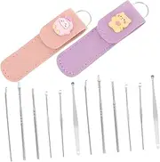 LOLIPPYY 2Sets Cartoon Ear Cleaning Kit Portable Stainless Steel Removal with Comfortable Massage Tips for Home Use Includes