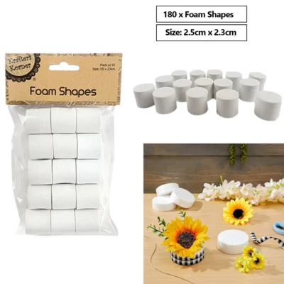 180 x White Polystyrene Foam Cylinder Shapes Craft Millinery Project 2.5x2.3cm