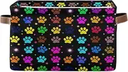 Colorful Animal Paw Prints Storage Box, Decorative Rectangle Nursery Organizer Bin, Set of 2