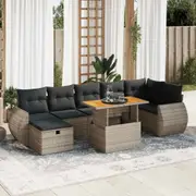 vidaXL 5 Piece Garden Sofa Set with Cushions Grey Poly Rattan Acacia