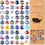 Yoojahow 51 Pcs USA State Push Pins Us Flag Thumb Tacks Map Pins Flag Tacks Decorations for Men Women Teacher Dad Home Office Classroom Bulletin Board