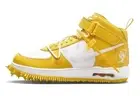 NEW MENS NIKE OFF WHITE X AIR FORCE 1 MID SP LEATHER MAIZE YELLOW ATHLETIC SHOES