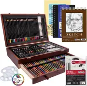U.S. Art Supply 162-Piece Deluxe Mega Wood Box Art Painting and Drawing Set - Ar