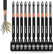 10-Pack Phillips Bits #2 Impact, 4-Inch Long Magnetic Phillips Head Drill & Screwdriver Bits, PH2 Premium S2 Steel 1/4" Hex Shank for Impact Drivers, Professional & DIY Use