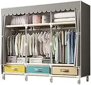 Portable Wardrobe Rack,Open Wardrobe, Fabric Canvas Cupboard Three Layers Storage Cupboard with Partition,Hanging Area,Storage Cubic Drawer