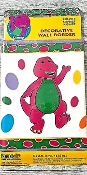 Barney Purple Dinosaur Cartoon Wall Border Pre-Pasted 5 Yd. Roll Lot #19C