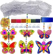 30pcs Butterfly Suncatchers Craft DIY Kit Window Paint Art Suncatchers Ornaments Decor Butterflies Sun Catchers Painting Art Crafts Supplies for Spring Easter Party Gift Exchange Activities