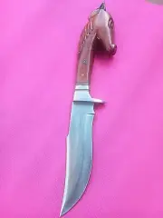 Custom Handmade Carbon Steel Bowie Knife - Full Tang Fixed Blade - Wood Handle