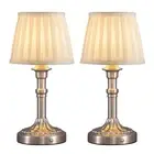 Cordless Portables Table Lamp Set of 2, LED Fabric Shade Small Desk Lamps, 50...