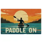 Lake Door Mat, Vintage Paddle on Sunset Welcome Doormat for Front Beach-paddle