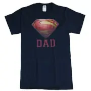 DC Comics Superman Man Of Steel Men's Blue Super Dad T-Shirt - NWT
