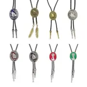 Braided Bolo Tie with Wolf Charm Necktie Necklace Costume for Sweater