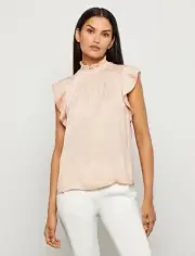 BCBG Maxazria Sleeveless Flutter Top NWT XS