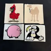 Vintage 80’s Personal Expressions Fuzzy Stickers - Monkey, Pig, Camel & Bird