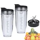 24oz Blender Cups and 7 Fins Blade for Ninja Nutri BN401, BN400, BN801, BN800...