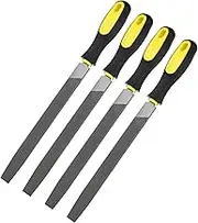 uxcell 4-Pack Flat Metal File 12 Inch, High Carbon Steel File Diamond File Hand File W PVC Grip Handle for Wood/Metal/Ceramic/Glass/Stone/Jewelry/Tile/Model/DIY/Sharpening File