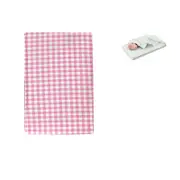 Checked Pink Bassinet Fitted Sheet with a Flat Sheet Sewed Attached